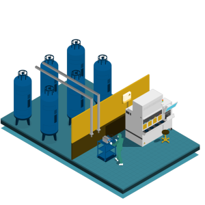 illustration of water purification process center