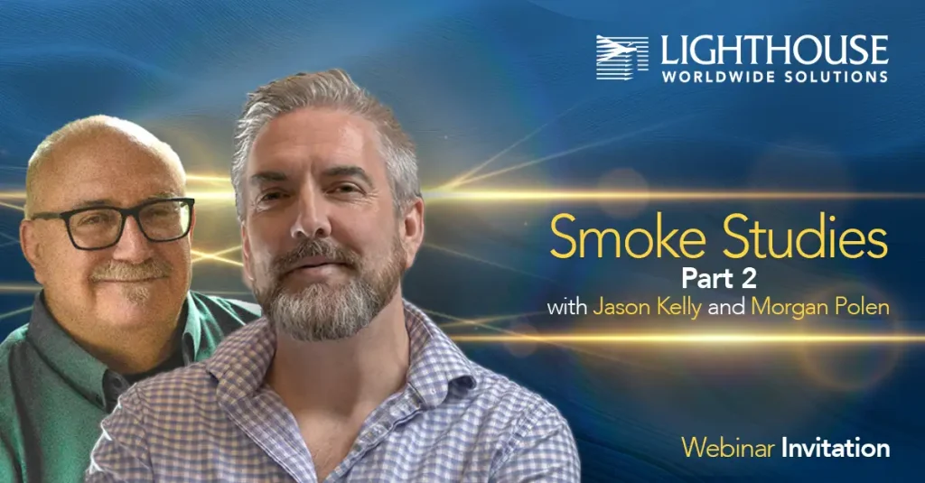 webinar graphic with LWS logo, webinar title: Smoke Studies: Part 2 with Jason Kelly and Morgan Polen, along with headshots of Jason and Morgan.